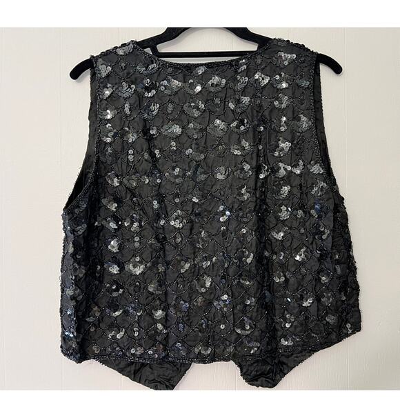 Cotton Zone Y2K 90's Silk Sequin Vest Size Small - Picture 2 of 5